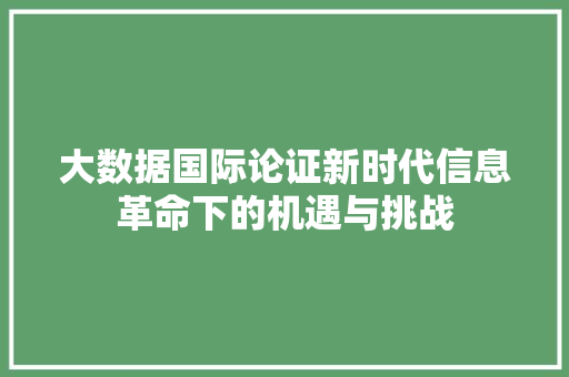 大数据国际论证新时代信息革命下的机遇与挑战 SEO教程