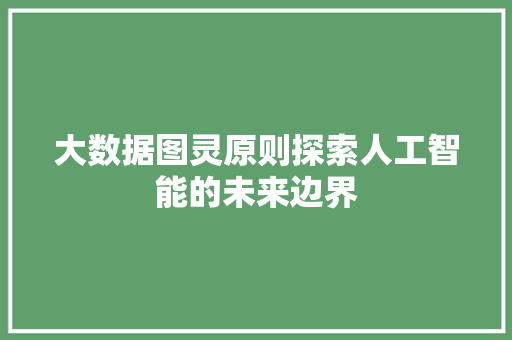 大数据图灵原则探索人工智能的未来边界 WordPress教程