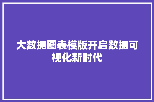 大数据图表模版开启数据可视化新时代 SEO教程