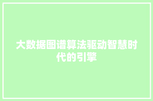 大数据图谱算法驱动智慧时代的引擎
