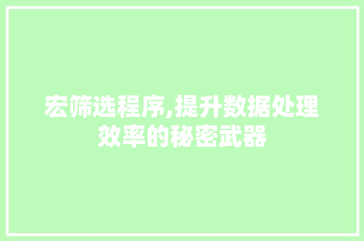宏筛选程序,提升数据处理效率的秘密武器 宏筛选程序,提升数据处理效率的秘密武器 WordPress教程