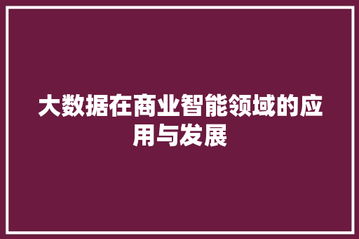 大数据在商业智能领域的应用与发展