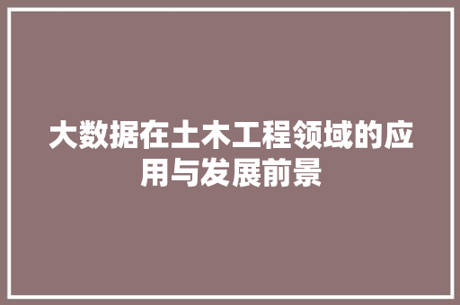 大数据在土木工程领域的应用与发展前景