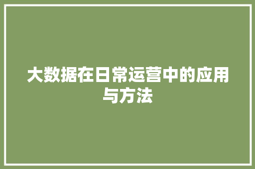 大数据在日常运营中的应用与方法 SEO教程