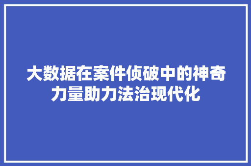大数据在案件侦破中的神奇力量助力法治现代化 Web前端