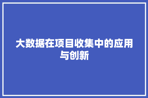 大数据在项目收集中的应用与创新 SEO教程