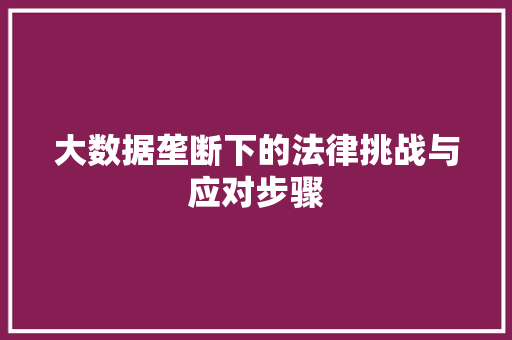大数据垄断下的法律挑战与应对步骤