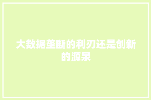 大数据垄断的利刃还是创新的源泉