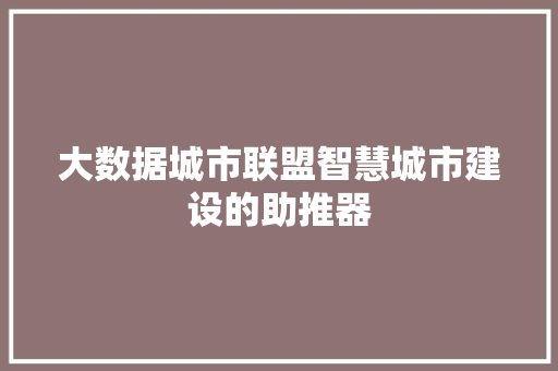 大数据城市联盟智慧城市建设的助推器
