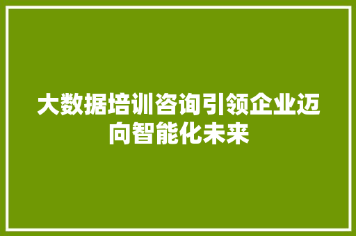 大数据培训咨询引领企业迈向智能化未来 WordPress教程