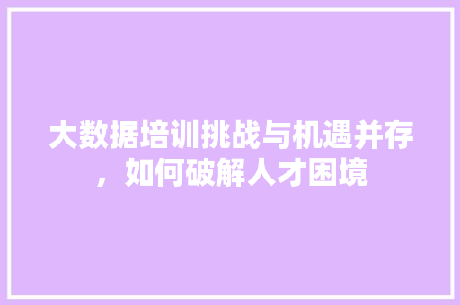 大数据培训挑战与机遇并存，如何破解人才困境