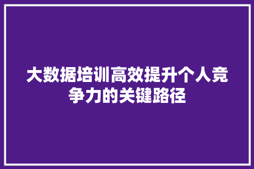 大数据培训高效提升个人竞争力的关键路径 服务器/数据库
