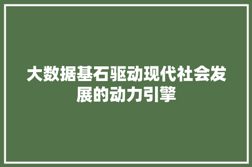 大数据基石驱动现代社会发展的动力引擎 友链在线