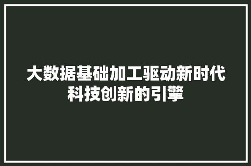 大数据基础加工驱动新时代科技创新的引擎 Web前端