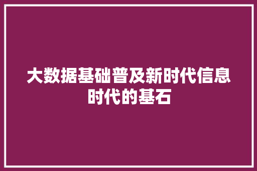 大数据基础普及新时代信息时代的基石 服务器/数据库