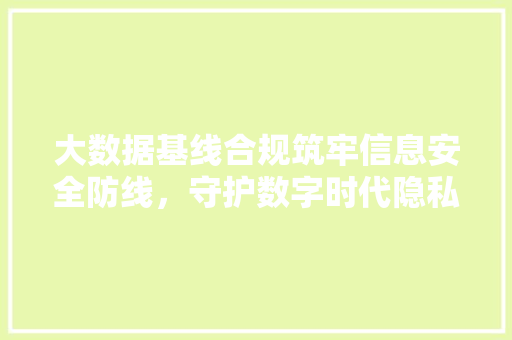 大数据基线合规筑牢信息安全防线，守护数字时代隐私