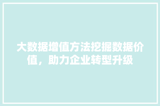 大数据增值方法挖掘数据价值，助力企业转型升级 友链在线