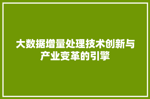 大数据增量处理技术创新与产业变革的引擎 WordPress教程