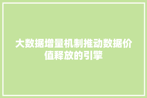大数据增量机制推动数据价值释放的引擎