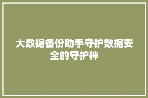 大数据备份助手守护数据安全的守护神 服务器/数据库