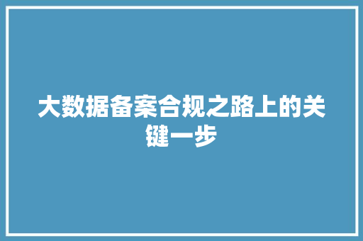 大数据备案合规之路上的关键一步 服务器/数据库