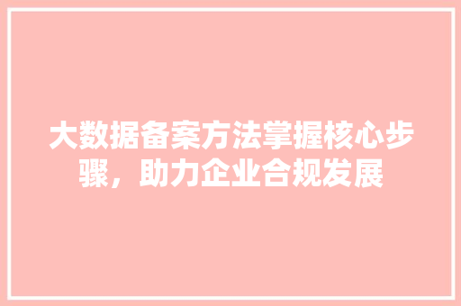 大数据备案方法掌握核心步骤，助力企业合规发展 服务器/数据库