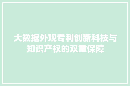 大数据外观专利创新科技与知识产权的双重保障