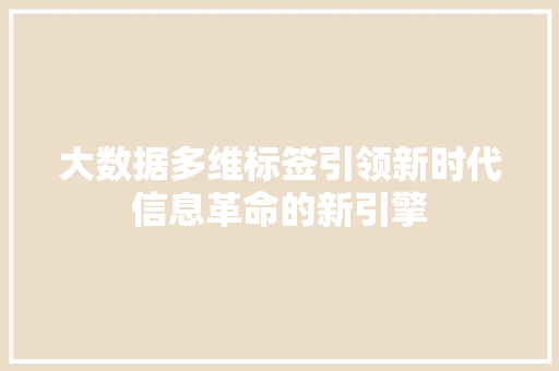 大数据多维标签引领新时代信息革命的新引擎 服务器/数据库