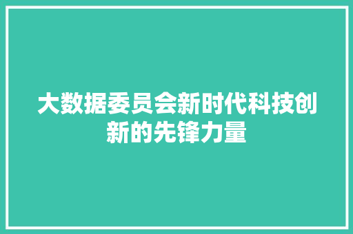 大数据委员会新时代科技创新的先锋力量