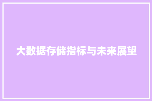 大数据存储指标与未来展望