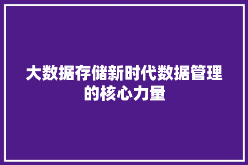 大数据存储新时代数据管理的核心力量