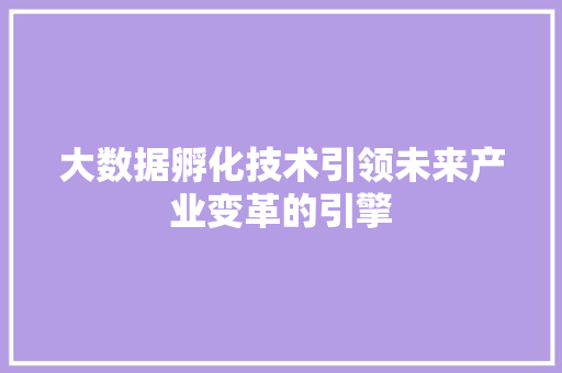 大数据孵化技术引领未来产业变革的引擎