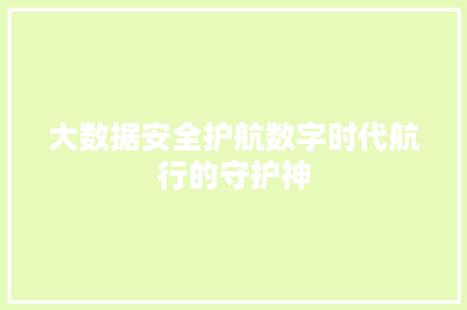 大数据安全护航数字时代航行的守护神
