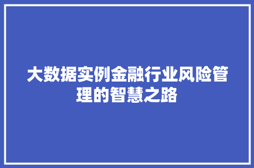 大数据实例金融行业风险管理的智慧之路
