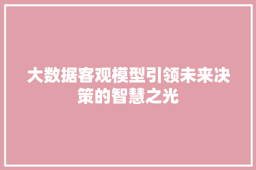 大数据客观模型引领未来决策的智慧之光