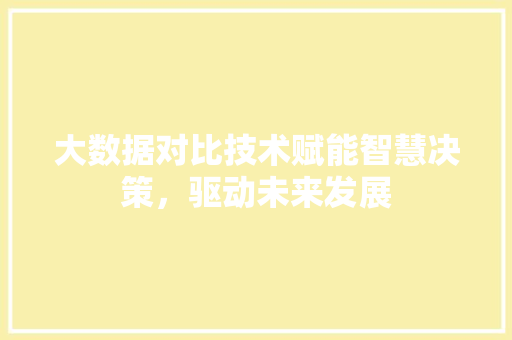 大数据对比技术赋能智慧决策，驱动未来发展
