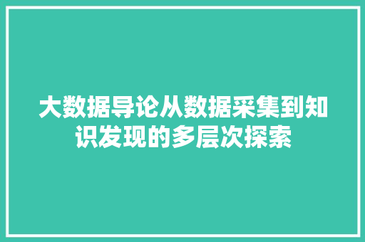 大数据导论从数据采集到知识发现的多层次探索