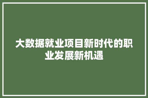 大数据就业项目新时代的职业发展新机遇