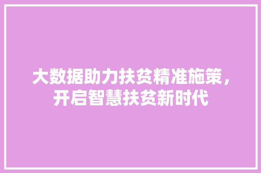 大数据助力扶贫精准施策，开启智慧扶贫新时代