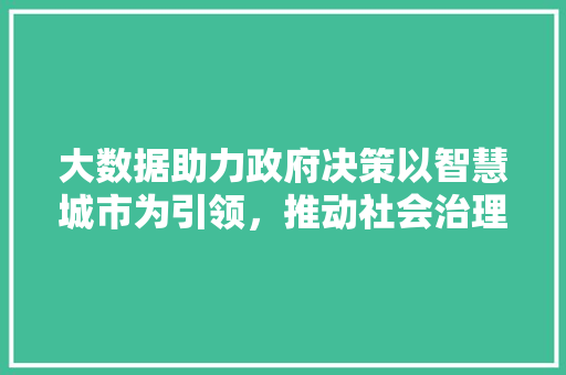 大数据助力政府决策以智慧城市为引领，推动社会治理现代化