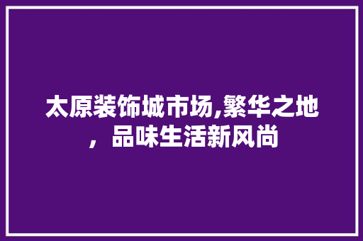 太原装饰城市场,繁华之地，品味生活新风尚