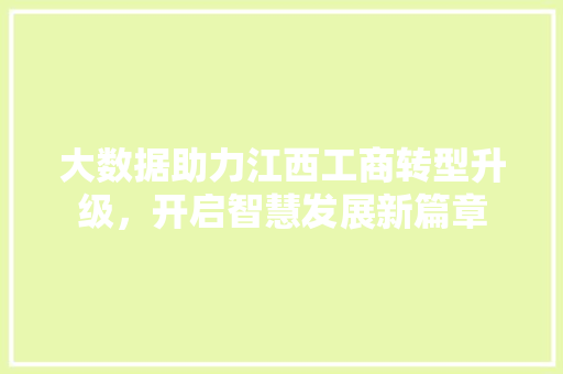 大数据助力江西工商转型升级，开启智慧发展新篇章
