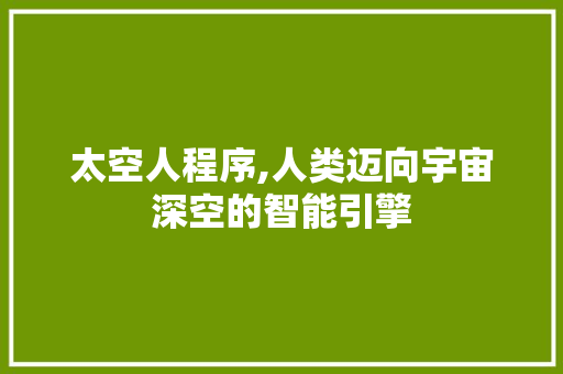 太空人程序,人类迈向宇宙深空的智能引擎