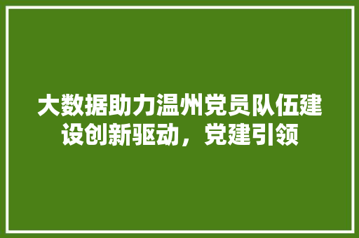 大数据助力温州党员队伍建设创新驱动，党建引领 Web前端