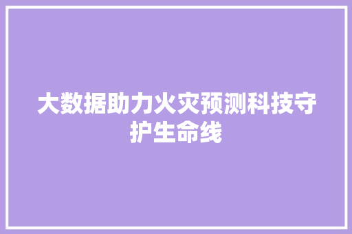 大数据助力火灾预测科技守护生命线