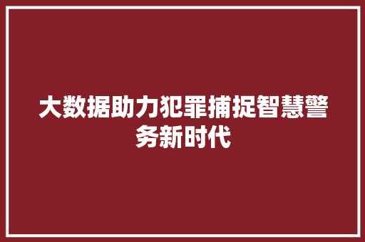 大数据助力犯罪捕捉智慧警务新时代