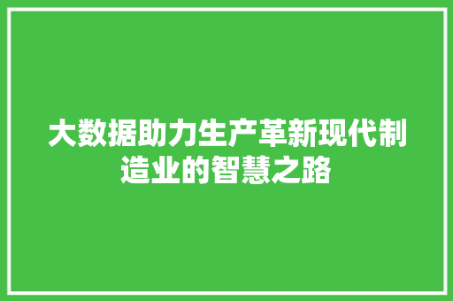 大数据助力生产革新现代制造业的智慧之路