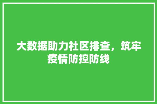 大数据助力社区排查，筑牢疫情防控防线