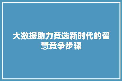 大数据助力竞选新时代的智慧竞争步骤