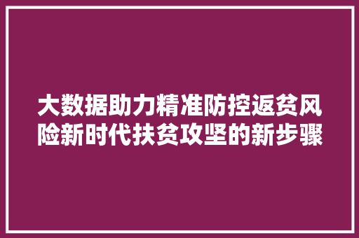 大数据助力精准防控返贫风险新时代扶贫攻坚的新步骤